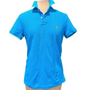 top polo RALPH LAUREN blue M short sleeve classic cotton preppy academia vintage